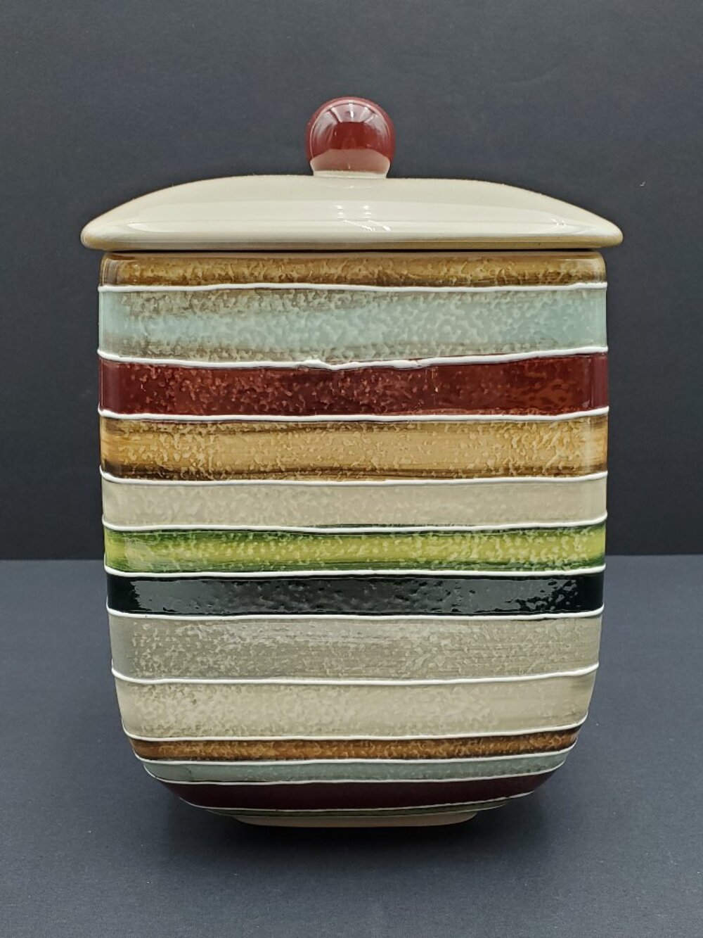 Tabletops Lifestyles Jentry Canister Tabletops Unlimited Striped Storage Jar